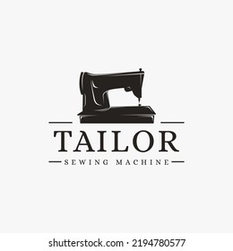 Vintage Tailor Sewing Machine logo vector on white background