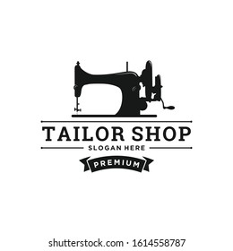 Vintage tailor shop logo inspiration. Textile or industry design template . Vector illustration concept 