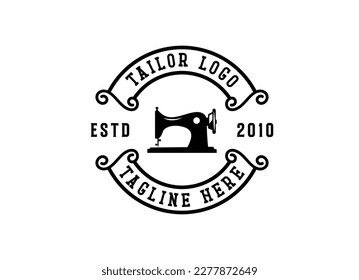 Vintage tailor shop logo inspiration. Textile or industry design template . Vector illustration concept	