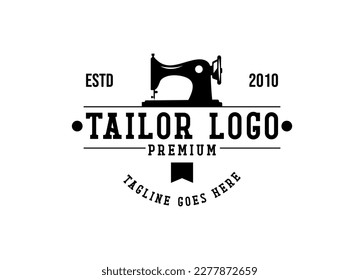 Vintage tailor shop logo inspiration. Textile or industry design template . Vector illustration concept	