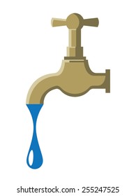Vintage tap is a vector illustration representing an old faucet with a drop of water coming out of it. Suitable for various purposes, such as plumbing, decoration, antiques, etc.