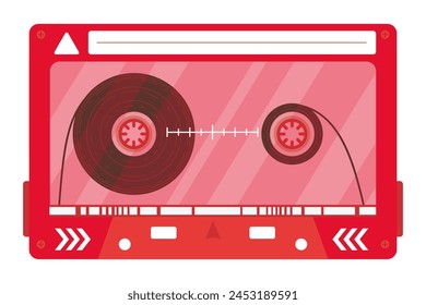 Vintage tape cassette. Retro mixtape, 1980s pop songs tapes and stereo music cassettes. 90s hifi disco dance audiocassette, analogue player record cassette. Isolated symbols vector