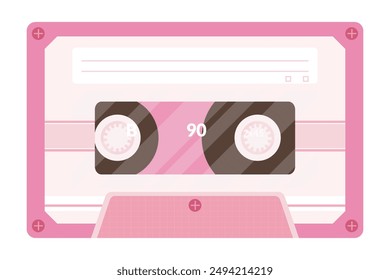 Cinta de Antiguas. Mezcla retro, cintas de canciones pop de los años 80 y casetes de música estéreo. 90s hifi disco dance audio cassette, reproductor analógico cassette de discos. Vector de símbolos aislados