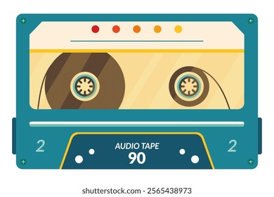 Vintage tape cassette. Retro mixtape, 1980s pop songs tapes and stereo music cassettes. 90s hifi disco dance audiocassette, analogue player record cassette. Isolated symbols vector