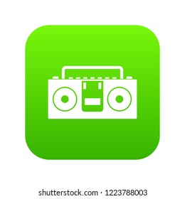 Vintage tape recorder for audio cassettes icon digital green for any design isolated on white vector illustration