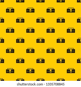 Vintage tape recorder for audio cassettes pattern seamless vector repeat geometric yellow for any design