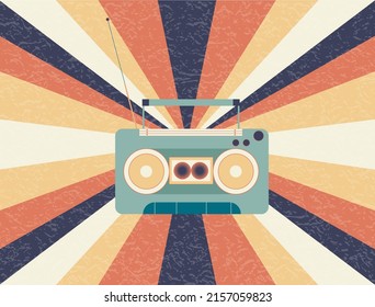 vintage tape recorder. vector illustration. retro 60's colors