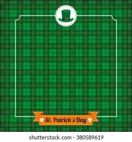 Vintage tartan cover with emblem for St. Patrick's Day. Eps 10 vector file.