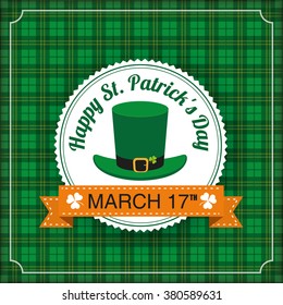 Vintage tartan cover with emblem for St. Patrick's Day. Eps 10 vector file.