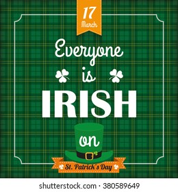 Vintage tartan cover for St. Patrick's Day. Eps 10 vector file.