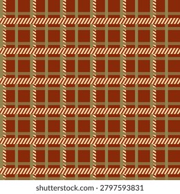 Vintage Tartan Plaid Seamless Pattern in Terracotta Rust and Olive Green. Retro Autumn Color Palette and Christmas Plaid Geometric Pattern for Fabric Print or pattern, textured plaid