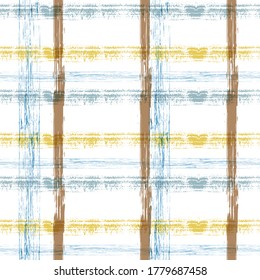  vintage tartan texture Fashion Stripe American Texture. Abstract monochrome check background with crossing brush Stroke.  Brush Scandinavian Vector Seamless Pattern