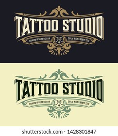 Vintage Tatoo logo template. Vector layered