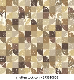 Vintage tattered seamless pattern, vector geometric abstract background. 