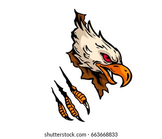Vintage Tattoo Art Illustration - Angry Eagle Ripping A Wall