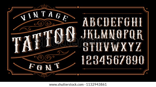 Vintage tattoo font.
Font for the tattoo studio logos, alcohol branding, and many others
in retro style. 