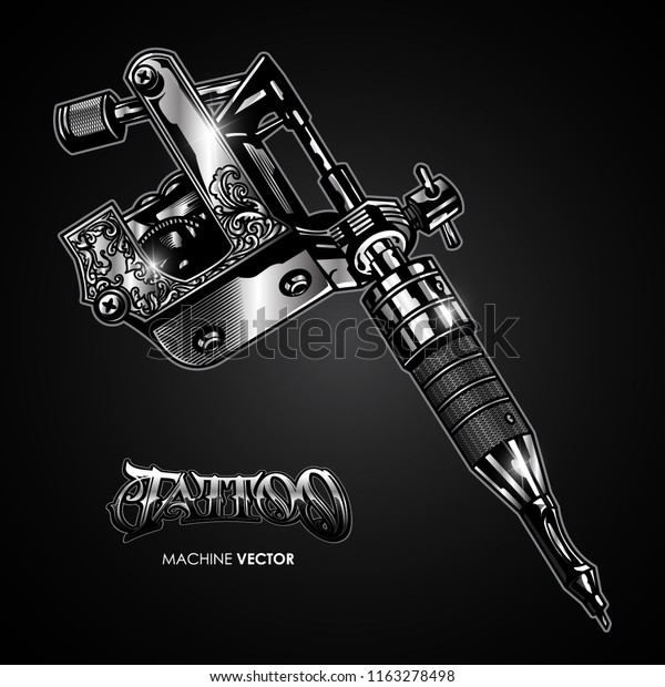 Vintage Tattoo Machine: vector de stock (libre de regalías) 1163278498 |  Shutterstock