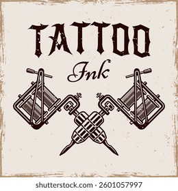 Vintage tattoo machine vector illustration in classic style. Detailed monochrome design perfect for tattoo studio badges, icons, and artistic designs. Retro engraving aesthetic for ink lovers