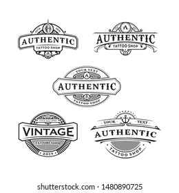 Vintage tattoo shop logo vector