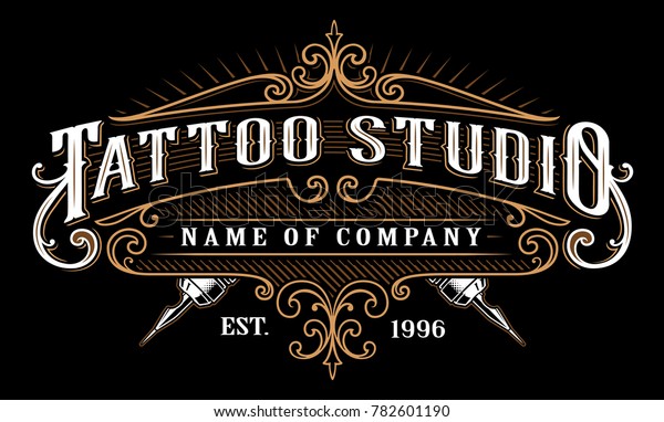 Vintage Tattoo Studio Emblem Tattoo Lettering Stock Vector (Royalty ...