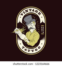 Vintage Tattoo Studio Logo Badge so you can use this For T shirt design and Tattoo merchandise