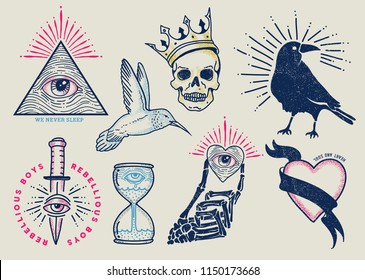 Vintage tattoo vector graphics.