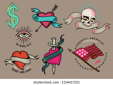 Vintage tattoo vector graphics.