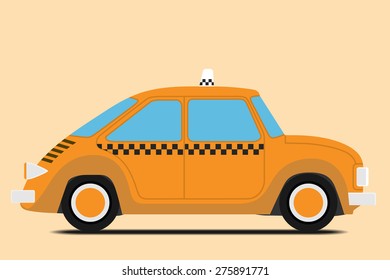 Vintage Taxi car image. Isolated, Vector illustration