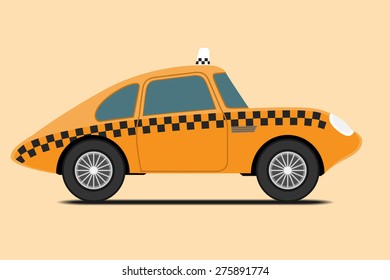 Vintage Taxi car image. Isolated, Vector illustration