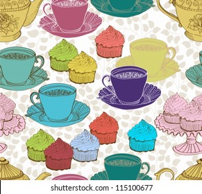 vintage tea background. seamless pattern for design, vector