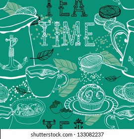 Vintage tea background. seamless pattern for design, vector