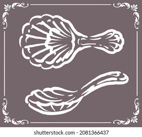 Vintage tea caddy spoon. Vector illustration.