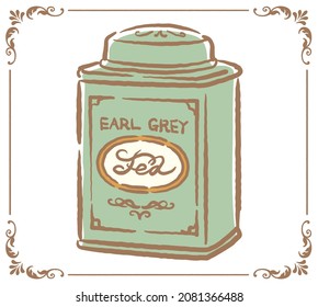 Vintage tea can. Vector illustration.