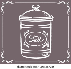 Vintage tea can. Vector illustration.