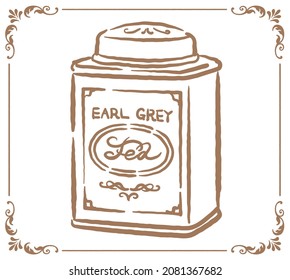 Vintage tea can. Vector illustration.