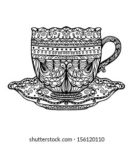 Vintage tea cup icon - vector 