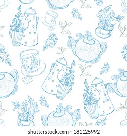 vintage tea porcelain. seamless pattern
