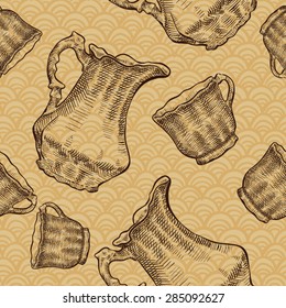 vintage tea porcelain. seamless pattern