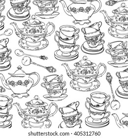 vintage tea porcelain. seamless pattern