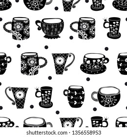 Vintage tea porcelain. Vector seamless pattern. Seamless pattern can be used for wallpaper, pattern fills, web page background, surface textures.