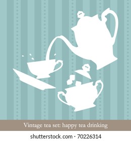 Vintage Tea Set. Happy Tea Drinking
