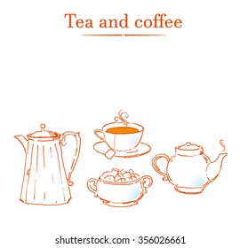 Vintage tea set. Vector illustration