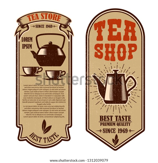Vintage Tee Shop Flyer Vorlagen Design Elemente Stock Vektorgrafik Lizenzfrei