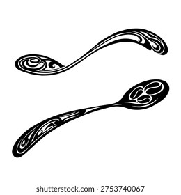 Vintage tea spoon with coffee beans pattern