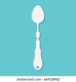 Vintage tea spoon. Flat illustration