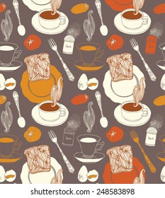 Vintage tea time background. Vector Illustration. 