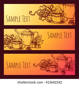 vintage tea vector. tea banner. beautiful hand drawn tea illustration