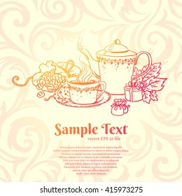 vintage tea vector. tea banner. beautiful hand drawn tea illustration