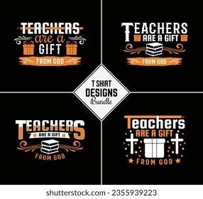 Vintage teacher t shirt design bundle with creative teacher day motivation quote and vector shape