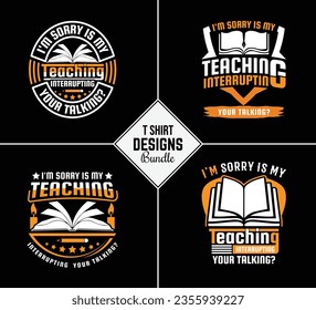 Vintage teacher t shirt design bundle with creative teacher day motivation quote and vector shape
